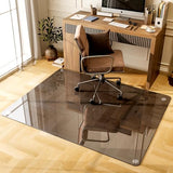 GLSLAND 46" × 55" [Tempered Glass] Chair Mat – Durable Office Chair Mat on Carpet with 0.2" Thickness, 4 Non‑Slip Pads, Blue & Grey