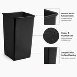 Getzi 5 Pack Black 50 Gallon Square Commercial Trash Can, Heavy Duty Resin Waste Bin, Large-Capacity Indoor Outdoor Garbage Container for Restaurant, Office