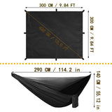 YCD Oversized rain Rope tarp and Camping Hammock with Mosquito net, Portable Single Double Hammock with Tree Strap Hammock Set for Camping, Backpacking hikes, Outdoor Backyard（Black）