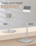 ODOSOLA Tablet Stand Height Angle Adjustable, Eye-Level Desktop iPad Stands Tablet Holder for Home Office, Cradle Dock for iPad Pro 12.9, Air Mini 4, Kindle, E-Reader, Nexus, iPhone (4-13'') Silver