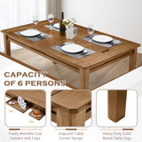 63"x39" Board Game Table with Removable Top Solid Wood Dining/Gaming Table