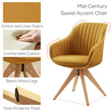 Art Leon Beech Wood Swivel Desk Chair for Home Office, No Wheels