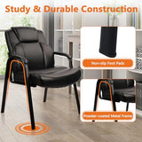 CLATINA Big & Tall 500 lb. Guest Chair, Leather Reception Chairs with Padded Arm Rest for Waiting Room Office Home and Meeting Conference-Black, 4 Pack