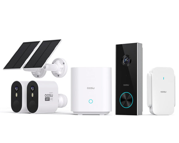 5MP SolarCam Max System 2-Cam-Kit + 2K Doorbell Camera AOSU