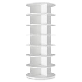 BrFoYu Rotating Shoe Rack 7 Tier Spinning Shoes Organizer Tower for 28-32 Pairs Lazy Susan 360 Revolving Shoe Storage Cabinet Rotate Shoe Handbag Rack Round Carousel for Closet, Bedroom (White)