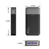 JUOVI J2621 Power Bank Portable Charger 20000mAh 45W, PD3.0 QC 4.0 Fast Charging Battery Pack with LED Display,2 USB-C,2 USB-A for iPhone 15 16, MacBook