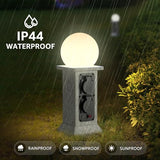 uuffoo Outdoor Lamp Post with Path Light, 4-Socket Outdoor Outlet
