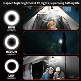 geonfi Camping Fan 10400mAh Battery Operated, USB Rechargeable Tent Fan with Remote Control,3 Detachable Blades, LED Light, 3 Speeds, Timer, Portable Ceiling Fan for Camping(White)