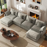 WorthFurni 146" Oversized Modular Sectional Sofa, U Shaped Cloud Couch Set