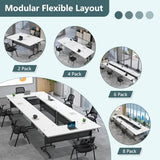 47.2in Folding Conference Table, Modular Meeting Table with Wheels 2Pack