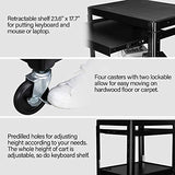 Bonnlo 3-Tiers Rolling AV Presentation Cart with Storage, Mobile Computer Utility Media with Keyboard Tray