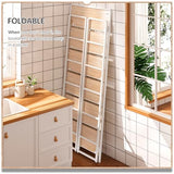 4NM No Assembly 6 Tiers Folding Bookshelf Storage Shelves Vintage Bookcase Standing Racks Study