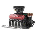 MechPuConToy Mini V8 Engine Model Kit that Runs, FS-V800WGPC 1/10 Scale 28cc Water-Cooled Four-Stroke OHV V8 Engine Model Kit, Build Your Own V8 Metal Engine that Works