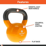 Body Sport Cast Iron Vinyl Coated Kettlebells, 18 lb., Blue – Kettlebell for Weight Lifting – Strength Training Kettlebell – Professional Fitness for Gym & At Home Body Sport