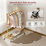 SLEEPING LAMB Heavy Duty Clothes Racks for Hanging Clothing Rack, 43" Wide Rolling Garment Rack Metal Wardrobe Rack with Wheels (Gold)