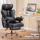 COMHOMA Big and Tall Office Chair 400LBS Wide Ergonomic Gaming Chair with Deluxe Embossing Designed Leather with Foot Rest