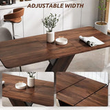 Extendable Dining Table for 4-8 People,55.12''-70.87''Modern Space-Saving Wood Kitchen Table, Rectangle Folding Conference Meeting Table, Walnut