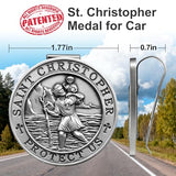 PloreWay St. Christopher Medal for Car, 4 Pack Metal Saint Christopher Visor Clip, Talisman for Safety, Automotive Visor Accessories, Gift for Drivers, Families, Friends
