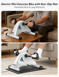 LUBBYGIM Mini Exercise Bike, Under Desk Bike Pedal Exerciser for Seniors & Physical Therapy, Electric Motorized Foot Pedal Machine, White