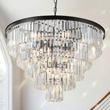 CATINER 30" Modern Crystal Chandelier,16-Light Large Black Light Fixture