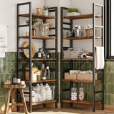 INNOD 70x70 Triple 5 Tier Book Shelf, Large Wooden Bookcase with 17 Open Display Shelf, Rustic Brown
