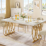 Tribesigns Modern Dining Table, 63" Large Kitchen Table for 4-6 People, Unique Rectangular Dinner Table