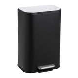 GarveeHome Bathroom Trash Can, 3.2 gal Stainless Steel Garbage Can with Lid, Rectangular Small Step Waste Bin with Foot Pedal & Removable Inner Bucket for Kitchen Bedroom Restroom (Matte Black)