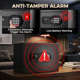 ANBEGE Biometric Safe Box, 0.44 Cu Ft Fingerprint Safe with Keypad & Key Access, Hidden Security Safe for Cash, Jewelry & Valuables, Home, Office, College Dorm