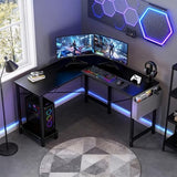 OLIXIS L Shaped Desk, 50-Inch Office Computer Gaming Desks Corner PC Table with Side Bag and Reversible Shelf