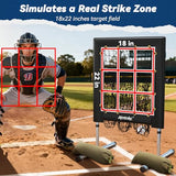9 Hole Pitching Net with Strike Zone, Heavy-Duty Baseball & Softball Training Equipment for Pitching and Hitting, 5 Height Adjustable 9 Pocket Target, Portable Practice Equipment for All Ages