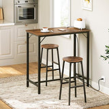 Bar Table with Charging Station, Rectangular Pub Table, High Top Coffee Table, 35.4" L x 15.7" W x 35.6" H, Rustic Brown and Black