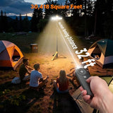 OGERY Camping Lights with Remote, 18000mAh Rechargeable Camping Lantern & LED Work Light, Detachable Tripod Stand up to 6.7 ft, 3 Lamp Heads for Camping Essentials & Emergency, Yellow