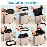 TooCust 2 Pack Stainless Steel Trash Can 2 Gallon, Open Top Trash Can
