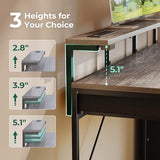 Huuger Gaming Desk with 6 Drawers, Computer Desk with LED Lights Power Outlets and Type-C, 39 Inch Office Desk with Storage