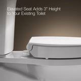 KOHLER 25876-0 Hyten 3" Height, Elevated Soft Close Round Toilet Seat, Contoured Seat with Grip-Tight Bumpers, Quick-Attach Hardware, White