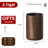 LEASYLIFE 8L/2.1GAL Dark Brown Metal Trash Can,Walnut Trash Bin