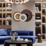 Anmotpe 27x16 Inch Large Decorative Wall Clock - Wood & Metal Mid Century Modern Clock Non-Ticking Silent Battery Operated for Living Room, Bedroom, Kitchen, Office, Home