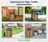 Alpine Outdoor Commercial Trash Can with Lid - 40 Gallon Heavy Duty Metal Garbage Can with Removable Bin