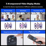 360 Pro Conference Room Camera and Microphone 2026 Upgrade, 3 AI Video Modes, Conference Webcam with Noise Suppression, All in One Webcam