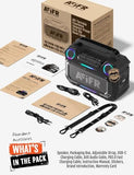 AFIFR Outdoor Bluetooth Speaker, 160W Loud Bass! Rugged, IP67 Waterproof, 24H Playtime with Lights, Wireless TWS Pairing Portable Speakers for Party, Outsides, Travel, Beach, Garage (Black)