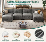 Modular Sectional Sofa, 132" U Shaped Couch with Storage, Chenille
