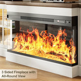 OneBlis 98" Farmhouse TV Stand with 36" Electric Fireplace, Bookshelves