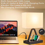 Briever Touch Control Table Lamp, 3-Way Dimmable Desk Lamp with USB C & USB A and AC Outlet
