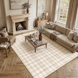 WondRg 9x12 Beige Plaid Living Room Area Rug