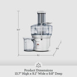 Breville BJE200XL Juice Fountain Compact Centrifugal Machine, 25 fl oz, Silver