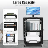 AV Cart on Wheels, Rolling Standing Desk Stand up Desk Rolling Presentation and Media Cart Height Adjustable Top