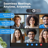 C980 PRO 3-in-1 4K Webcam with Microphone and Speaker, 60°-98° Wide Angle Webcam w/ 4 Noise Cancel Mics, 2 Speakers, Fixed Focus