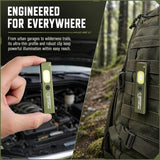 Little World EDC Flashlight & Rechargeable Work Light Combo – Small Pocket Flat Light, Magnetic Clip-on COB Side Light for Car Repair, Travel, Hiking, Camping, Emergency (Green)