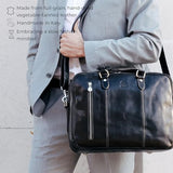 Time Resistance Leather Laptop Briefcase - Full Grain Leather Computer Bag for Men