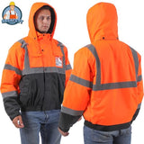 SRsafety High Visibility Safety Jacket,Reflective Waterproof Jacket with Black bottom,Construction Work Jacket for Men/Women (US, Alpha, Large, Regular, Regular, Orange-202)